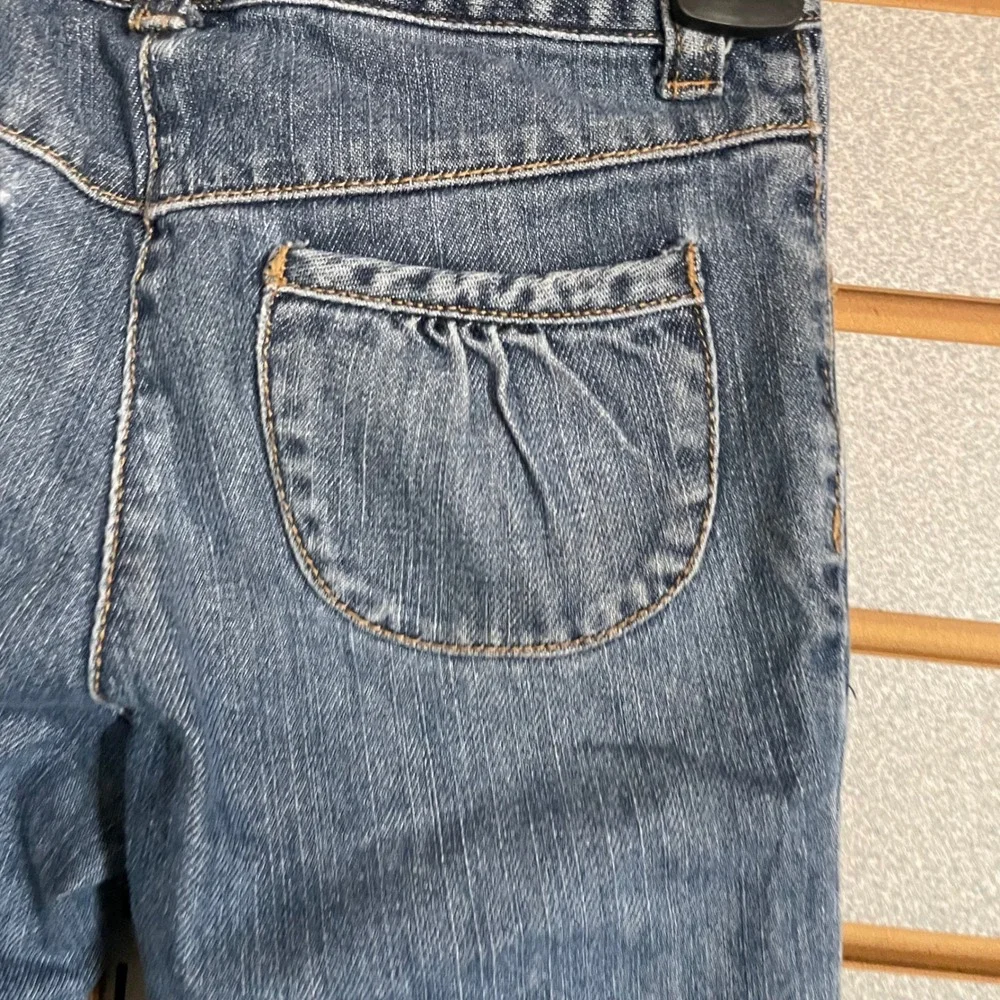 VTG Gymboree Girls‎ 4T Blue Denim Jeans Floral Embroidered Scalloped Hem 2008